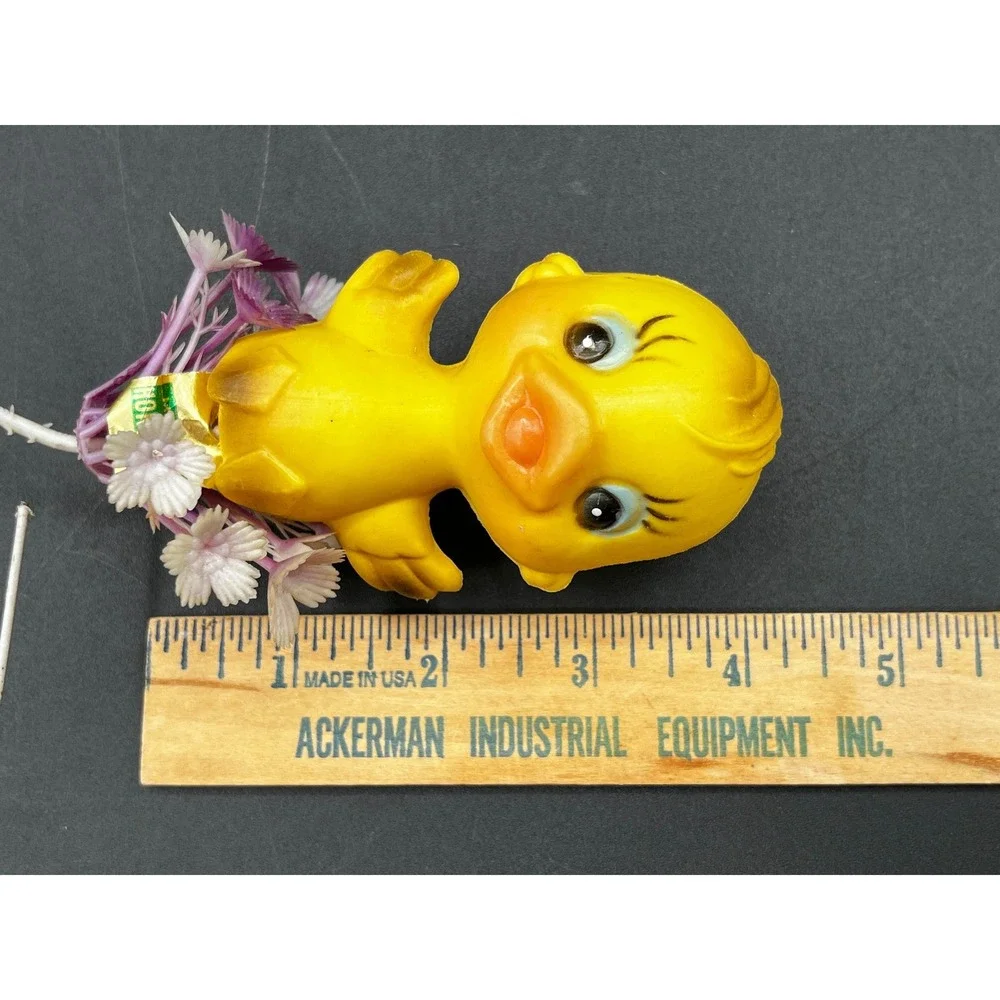 VTG Rosbro Era Yellow Chick Blow Mold 1950s Flower Spike Easter Decor Kitsch